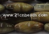 CTE1560 15.5 inches 10*30mm rice golden & blue tiger eye beads wholesale