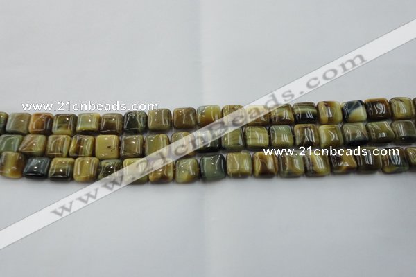 CTE1562 15.5 inches 8*8mm square golden & blue tiger eye beads wholesale