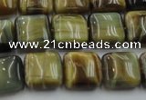 CTE1563 15.5 inches 10*10mm square golden & blue tiger eye beads wholesale