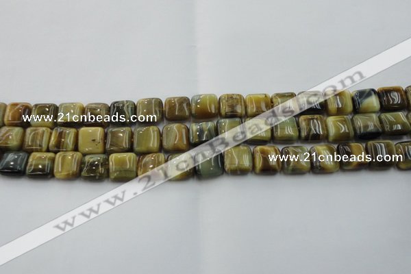 CTE1563 15.5 inches 10*10mm square golden & blue tiger eye beads wholesale