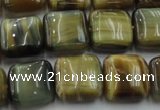 CTE1564 15.5 inches 12*12mm square golden & blue tiger eye beads wholesale