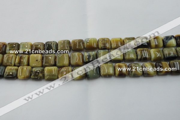 CTE1564 15.5 inches 12*12mm square golden & blue tiger eye beads wholesale