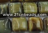 CTE1565 15.5 inches 14*14mm square golden & blue tiger eye beads wholesale