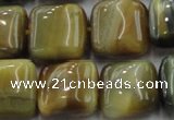 CTE1566 15.5 inches 16*16mm square golden & blue tiger eye beads wholesale