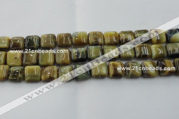 CTE1566 15.5 inches 16*16mm square golden & blue tiger eye beads wholesale