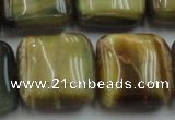 CTE1568 15.5 inches 20*20mm square golden & blue tiger eye beads wholesale