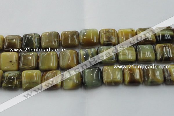 CTE1568 15.5 inches 20*20mm square golden & blue tiger eye beads wholesale