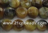 CTE1573 15.5 inches 10mm faceted coin golden & blue tiger eye beads