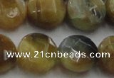 CTE1577 15.5 inches 18mm faceted coin golden & blue tiger eye beads