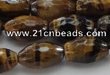 CTE1581 15.5 inches 10*14mm faceted rice yellow tiger eye beads