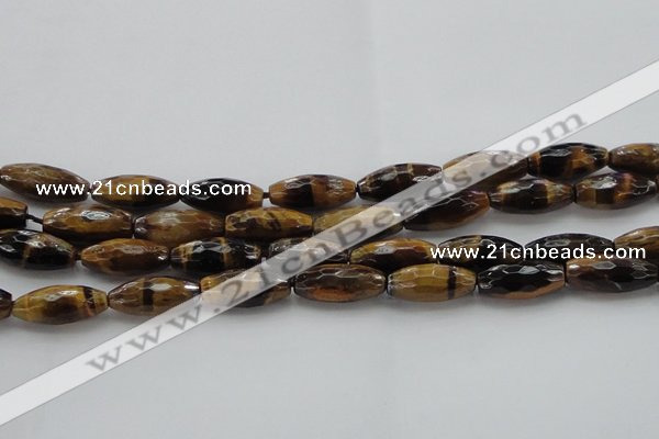 CTE1586 15.5 inches 8*18mm faceted rice yellow tiger eye beads