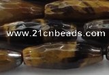 CTE1587 15.5 inches 10*30mm faceted rice yellow tiger eye beads