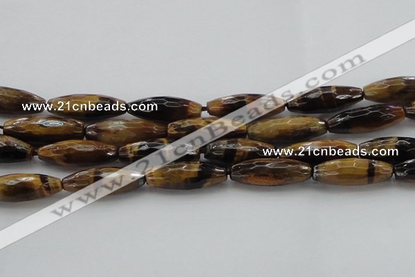 CTE1587 15.5 inches 10*30mm faceted rice yellow tiger eye beads