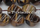 CTE1591 15.5 inches 12*16mm twisted rice yellow tiger eye beads