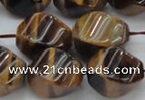 CTE1592 15.5 inches 13*18mm twisted rice yellow tiger eye beads