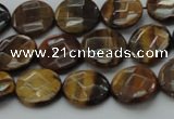 CTE1724 15.5 inches 10mm faceted coin yellow tiger eye beads