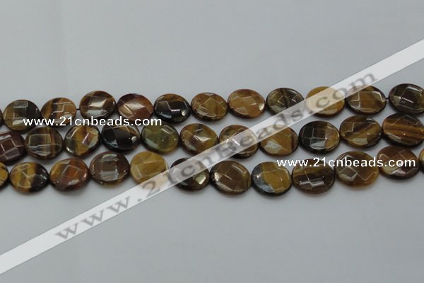 CTE1727 15.5 inches 16mm faceted coin yellow tiger eye beads