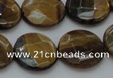 CTE1728 15.5 inches 18mm faceted coin yellow tiger eye beads