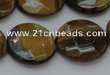 CTE1729 15.5 inches 20mm faceted coin yellow tiger eye beads