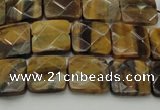 CTE1731 15.5 inches 10*10mm faceted square yellow tiger eye beads