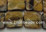 CTE1736 15.5 inches 20*20mm faceted square yellow tiger eye beads