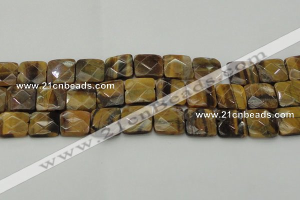 CTE1736 15.5 inches 20*20mm faceted square yellow tiger eye beads