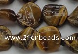 CTE1742 15.5 inches 16mm twisted coin yellow tiger eye beads