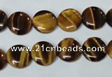 CTE175 15.5 inches 10mm flat round yellow tiger eye gemstone beads