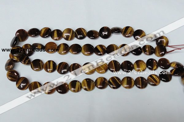 CTE175 15.5 inches 10mm flat round yellow tiger eye gemstone beads