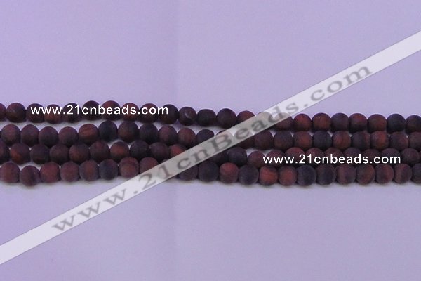 CTE1760 15.5 inches 4mm round matte red tiger eye beads