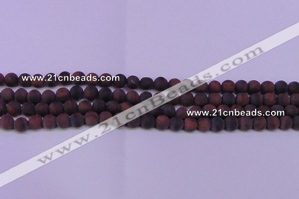 CTE1762 15.5 inches 8mm round matte red tiger eye beads
