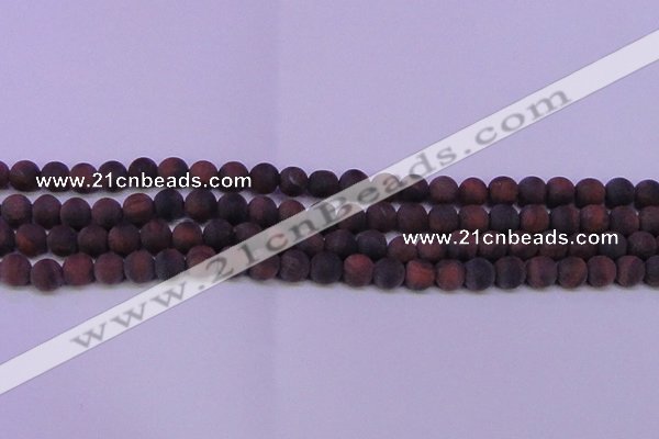 CTE1764 15.5 inches 12mm round matte red tiger eye beads