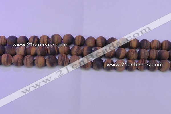 CTE1770 15.5 inches 4mm round matte yellow tiger eye beads