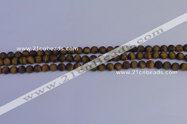 CTE1810 15.5 inches 4mm round matte yellow iron tiger beads