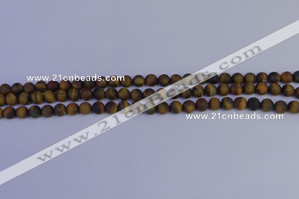 CTE1810 15.5 inches 4mm round matte yellow iron tiger beads