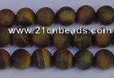 CTE1811 15.5 inches 6mm round matte yellow iron tiger beads