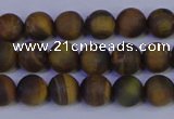 CTE1811 15.5 inches 6mm round matte yellow iron tiger beads