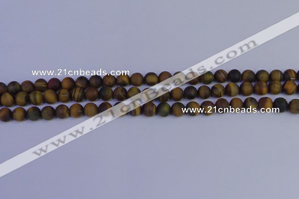 CTE1811 15.5 inches 6mm round matte yellow iron tiger beads