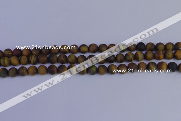 CTE1812 15.5 inches 8mm round matte yellow iron tiger beads