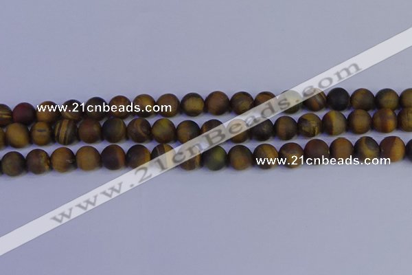 CTE1813 15.5 inches 10mm round matte yellow iron tiger beads