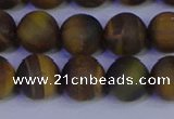 CTE1814 15.5 inches 12mm round matte yellow iron tiger beads