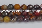 CTE1818 15.5 inches 4mm faceted round red iron tiger beads