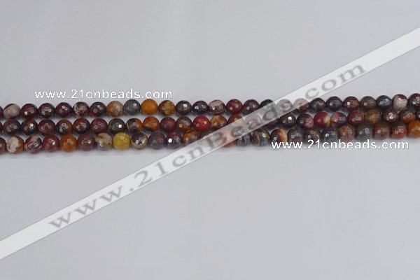 CTE1818 15.5 inches 4mm faceted round red iron tiger beads