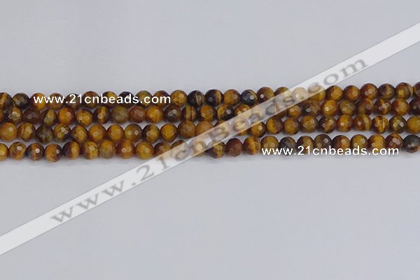 CTE1827 15.5 inches 6mm faceted round yellow tiger eye beads