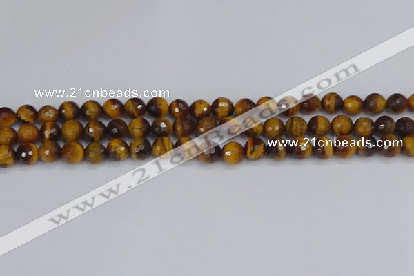 CTE1828 15.5 inches 8mm faceted round yellow tiger eye beads