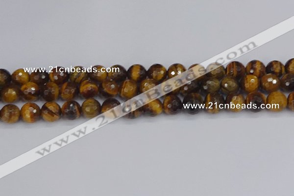 CTE1829 15.5 inches 10mm faceted round yellow tiger eye beads