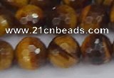 CTE1830 15.5 inches 12mm faceted round yellow tiger eye beads