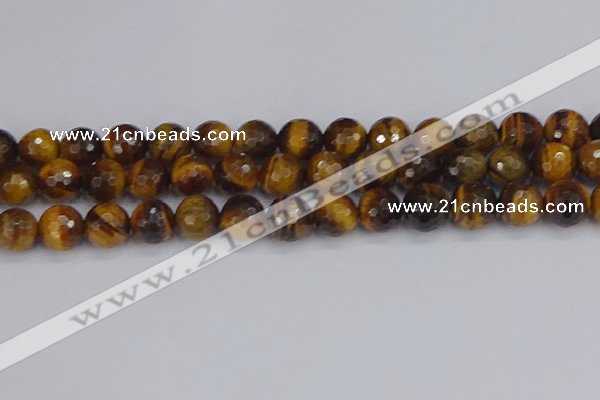 CTE1830 15.5 inches 12mm faceted round yellow tiger eye beads