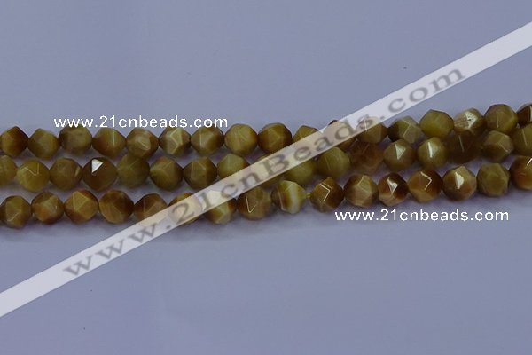 CTE1902 15.5 inches 8mm faceted nuggets golden tiger eye beads