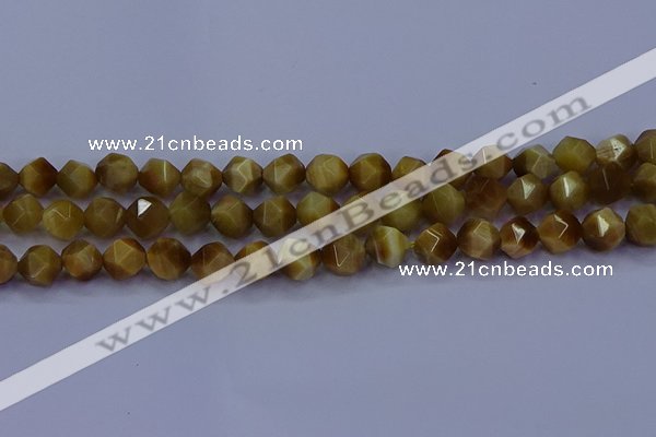 CTE1903 15.5 inches 10mm faceted nuggets golden tiger eye beads